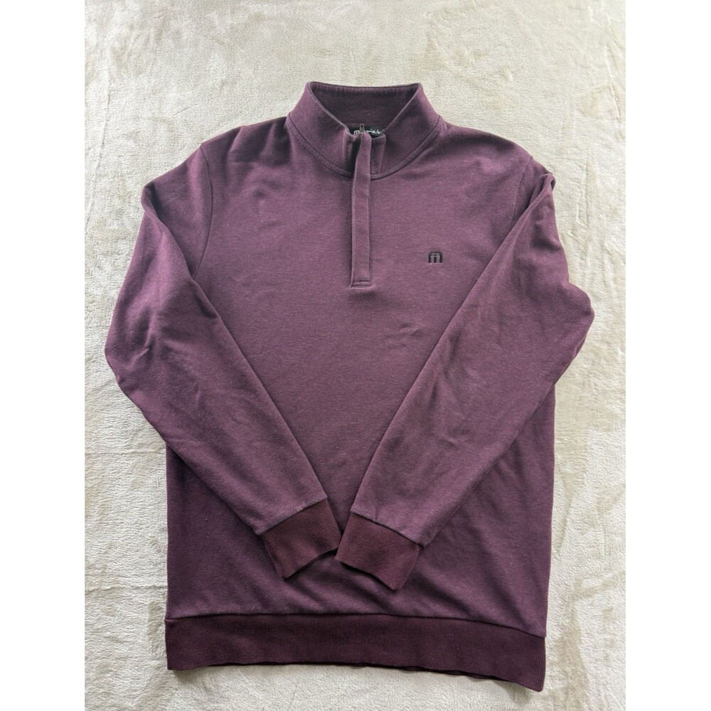 Travis Mathew Sweatshirt Men's Med. Maroon 1/4 Zip Fleece Pullover Golf Stretch
